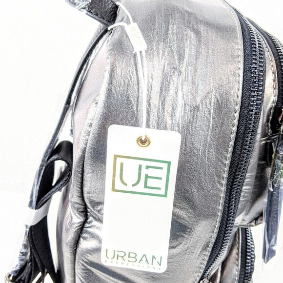 Urban Expressions Braxton High Shine Backpack - Pewter